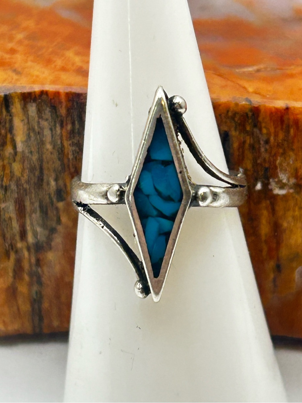 Handcrafted Sterling Silver Blue Turquoise Ring - Size 6.5